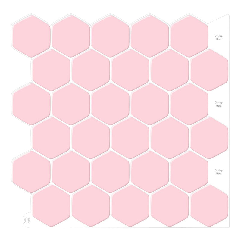 Pink Hexagon Peel and Stick Backsplash Tile_Commomy Decor