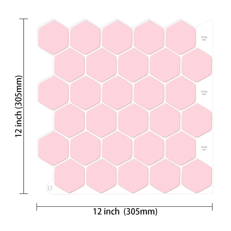 Pink Hexagon Peel and Stick Backsplash Tile_Commomy Decor