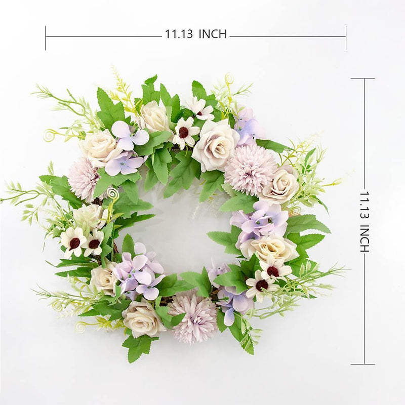 Rose and Chrysanthemum Floral Wreath for Front Door and Home Decor - Commomy