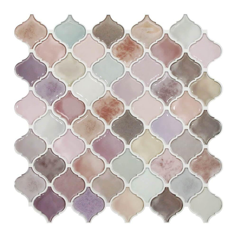 Purple and Pink Arabesque Peel and Stick Backsplash Tile - Commomy
