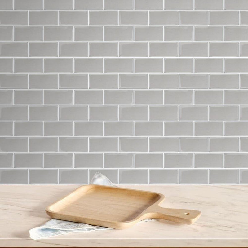 Silver Thicker Classic Subway Peel and Stick Backsplash Tile - Commomy