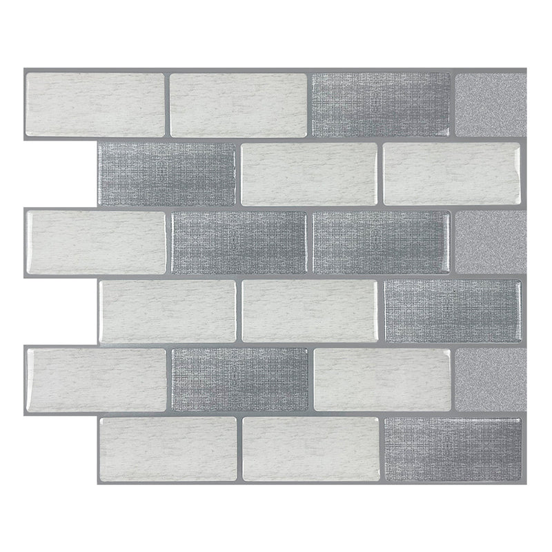 Silver White Subway Peel and Stick Backsplash Tile_Commomy Decor