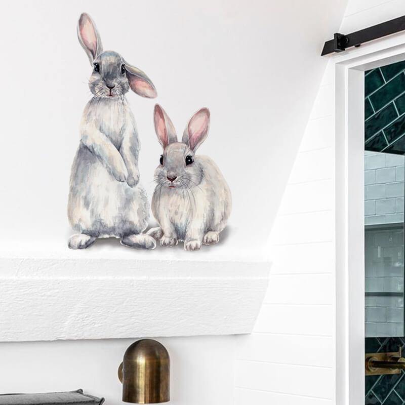 Two Rabbits are Watching on You Peel and Stick Wall Decals - Commomy
