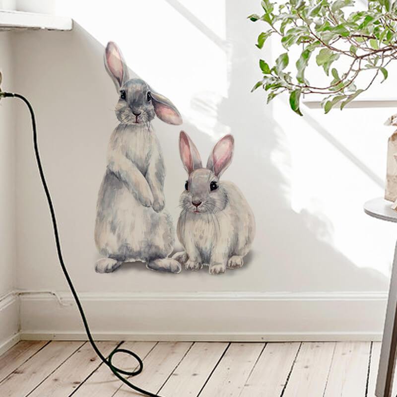 Two Rabbits are Watching on You Peel and Stick Wall Decals - Commomy