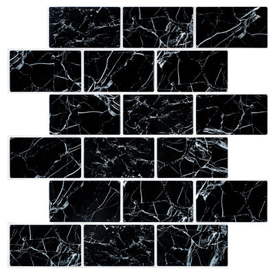 Black Marble Thicker Subway Peel and Stick Backsplash Tile - Commomy Decor
