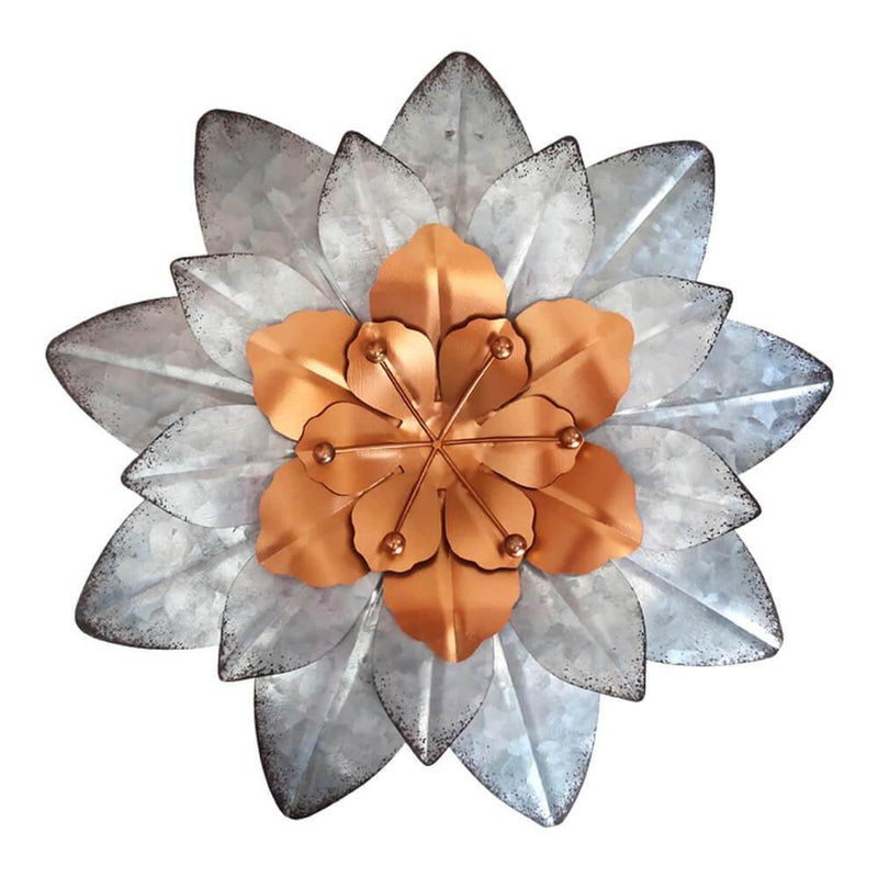3D Metal Art Vintage Silver Flower Wall Decor - Commomy