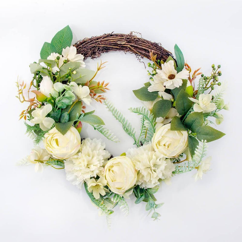 Peony and Carnation Floral Wreath for Front Door and Home Decor - Commomy