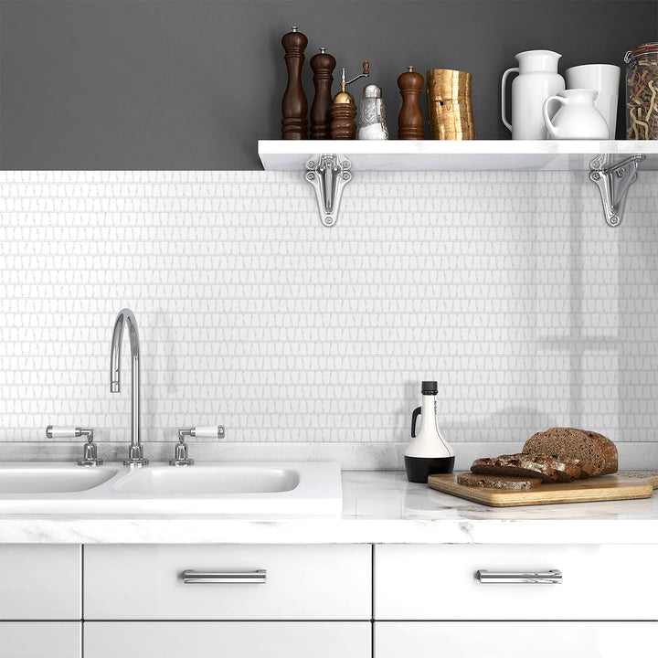 White stick on tile backsplash cheap